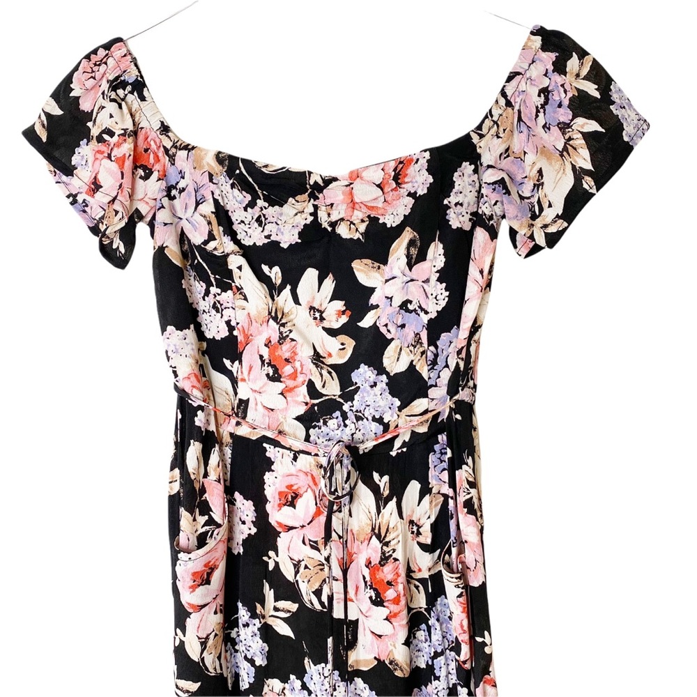 Band of Gypsies Santiago Dark Floral Midi Dress Pinup Cottage XS - Picture 6 of 10